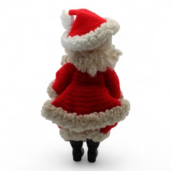 Vintage Handcrafted Santa Claus Figurine With Crocheted Red & White Outfit - Picture 3 of 5